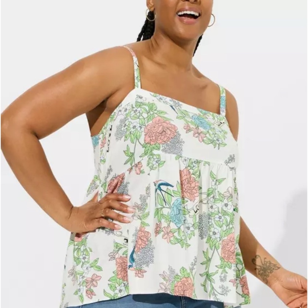 Torrid Babydoll Challis Square Neck Tank